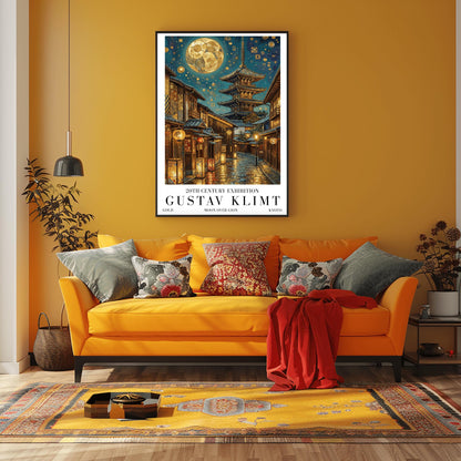 Gustav Klimt Moon Kyoto Gion Print: Japanese Golden Exhibition Poster ‚Äì Art Nouveau (view 7)