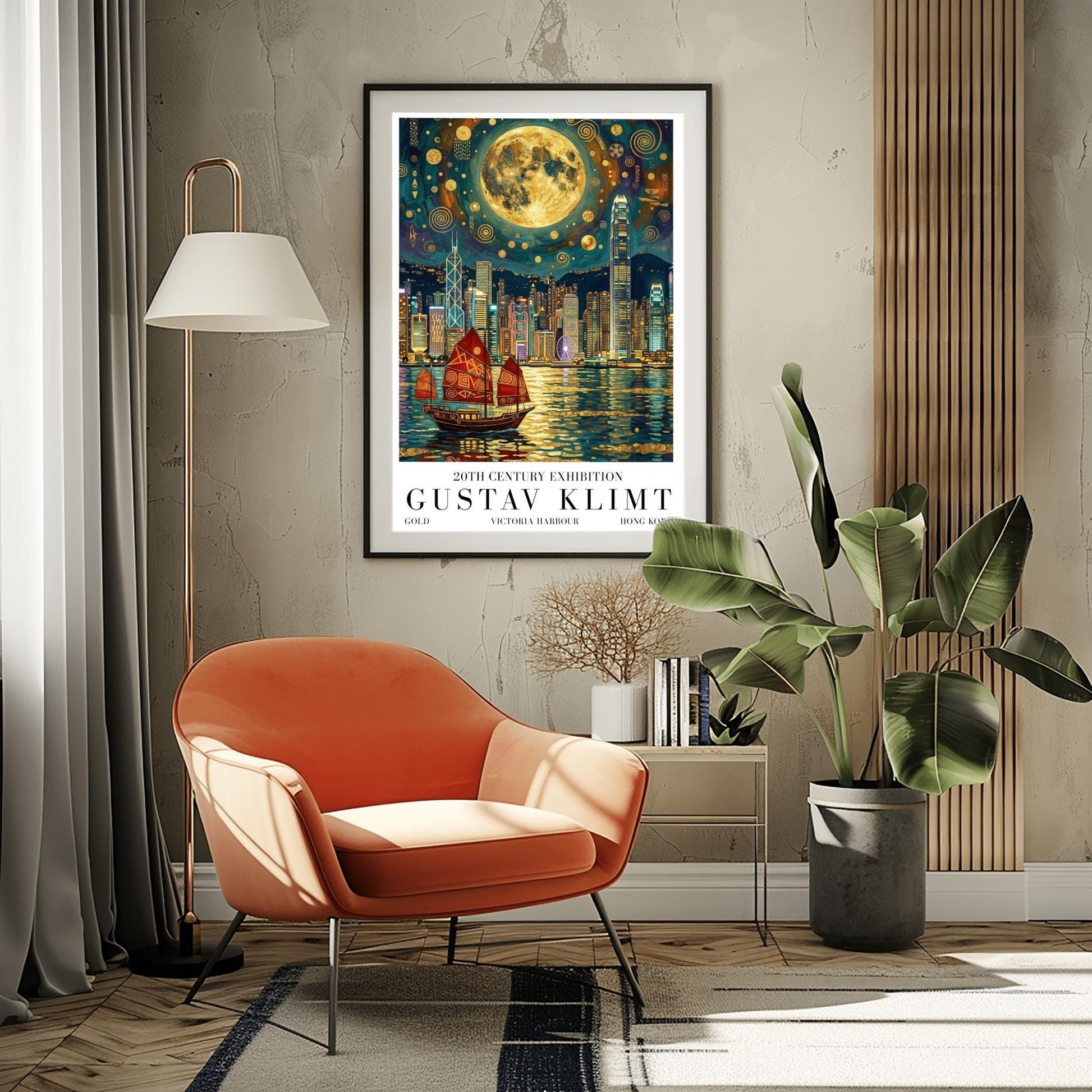 Gustav Klimt Victoria Harbour Print ‚Äì Hong Kong Golden Mosaic Skyline Poster (view 10)