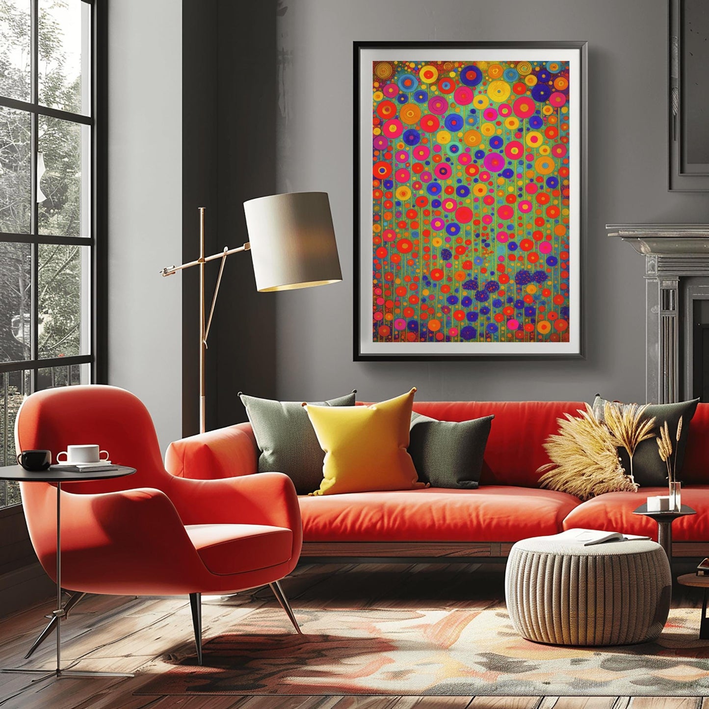 Gustav Klimt Neon Floral Garden Inspiration Print ‚Äì Pop Art Nouveau Meadow Poster (view 4)