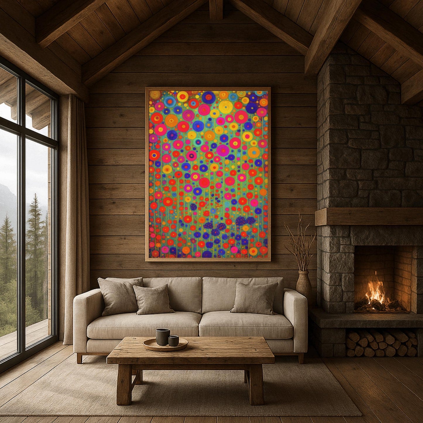 Gustav Klimt Neon Floral Garden Inspiration Print ‚Äì Pop Art Nouveau Meadow Poster (view 5)