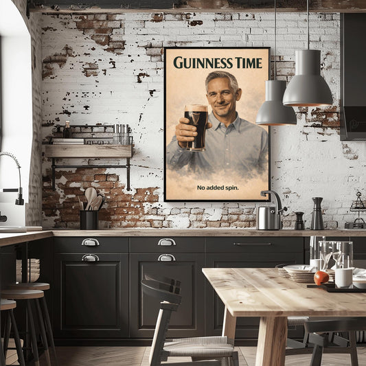 Gary Lineker Guinness Poster: Football Soccer Sport Satire Irish Pub Art (main image)