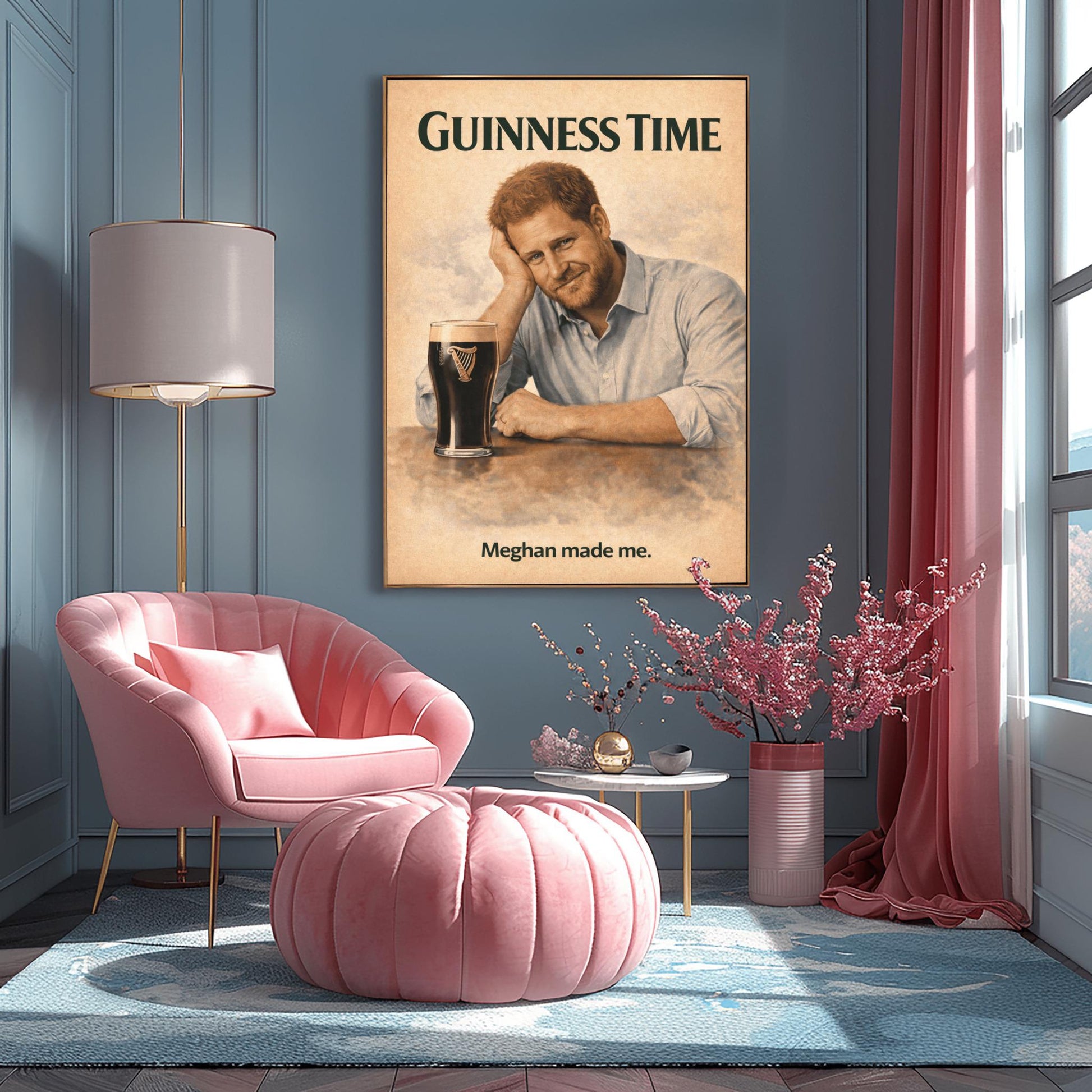 Prince Harry Guinness Poster: Royal Family Satire Irish Pub Art (view 2)