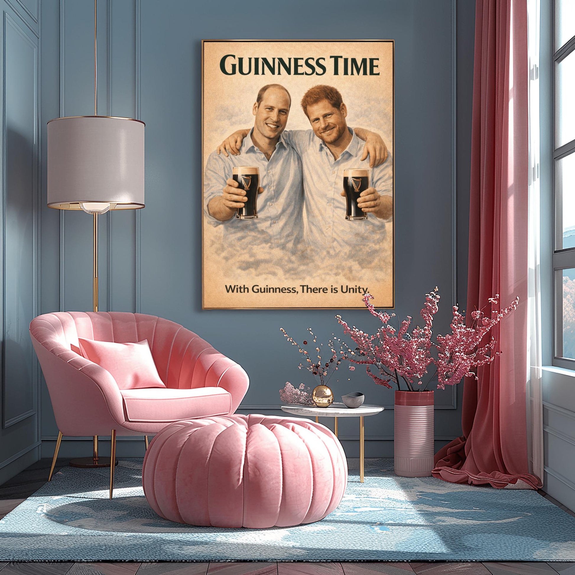 Prince William Prince Harry Guinness Poster: Royal Family Political Satire Irish Pub Art (view 2)