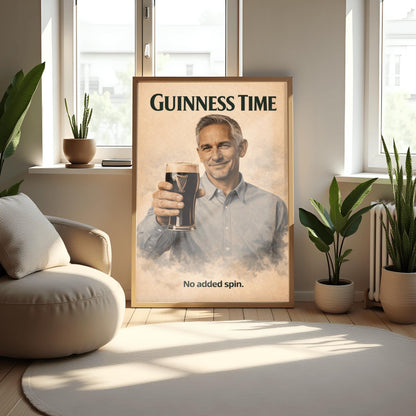 Gary Lineker Guinness Poster: Football Soccer Sport Satire Irish Pub Art (view 2)