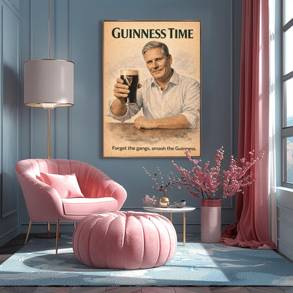 Keir Starmer Guinness Poster: Prime Minister Political Satire Irish Pub Art (view 3)