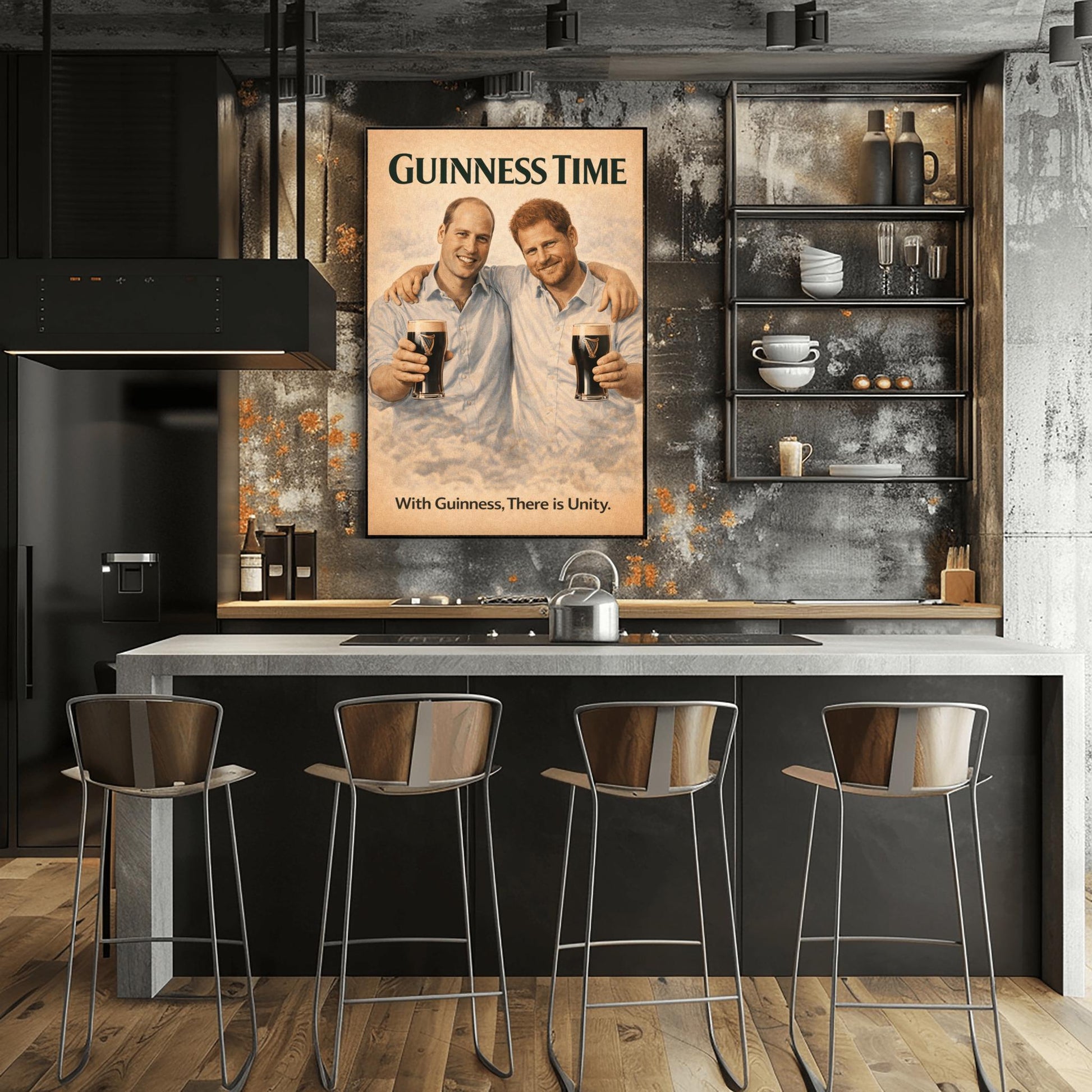 Prince William Prince Harry Guinness Poster: Royal Family Political Satire Irish Pub Art (view 3)