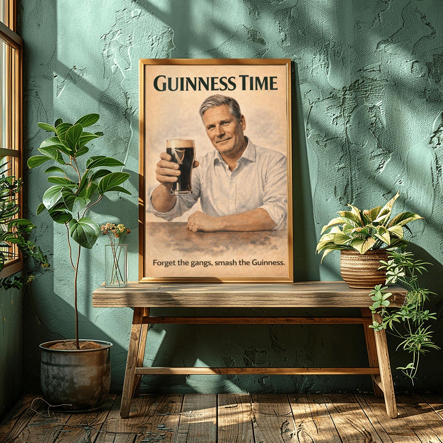 Keir Starmer Guinness Poster: Prime Minister Political Satire Irish Pub Art (view 4)