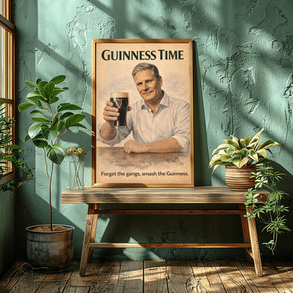 Keir Starmer Guinness Poster: Prime Minister Political Satire Irish Pub Art (view 4)