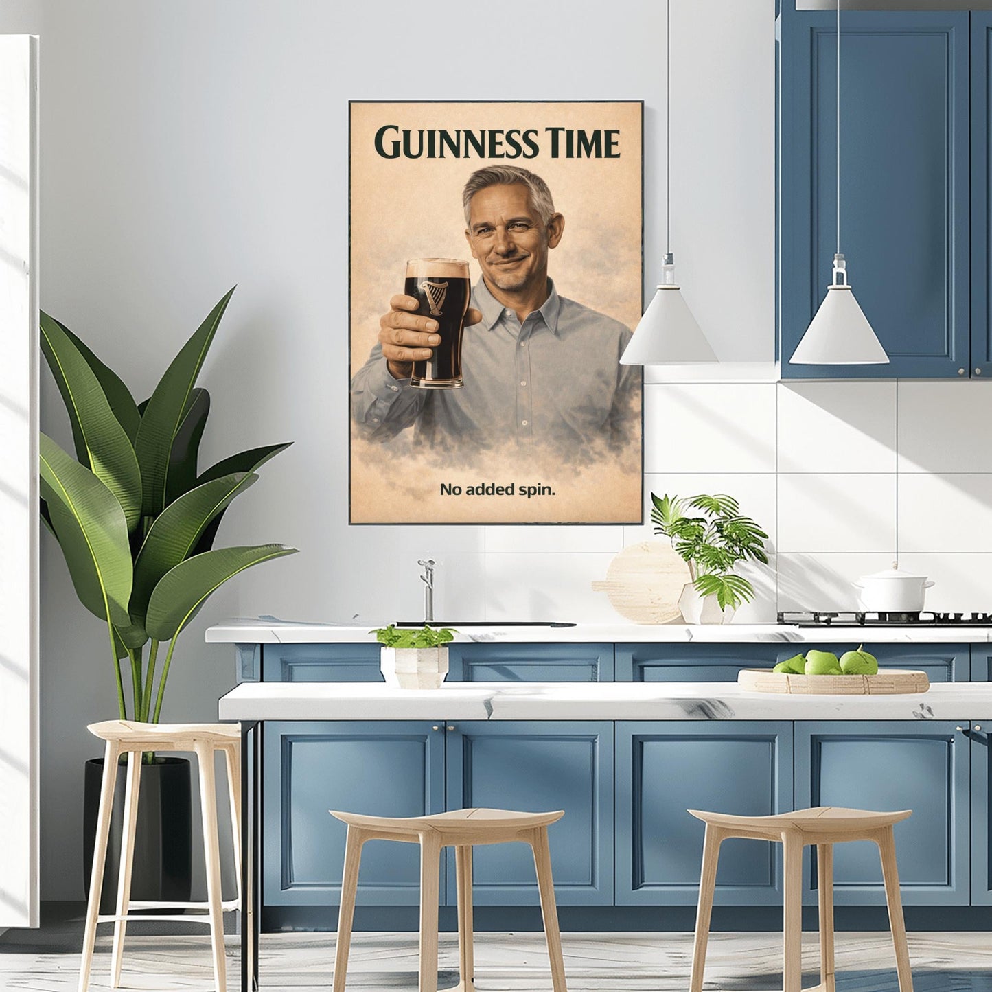 Gary Lineker Guinness Poster: Football Soccer Sport Satire Irish Pub Art (view 3)