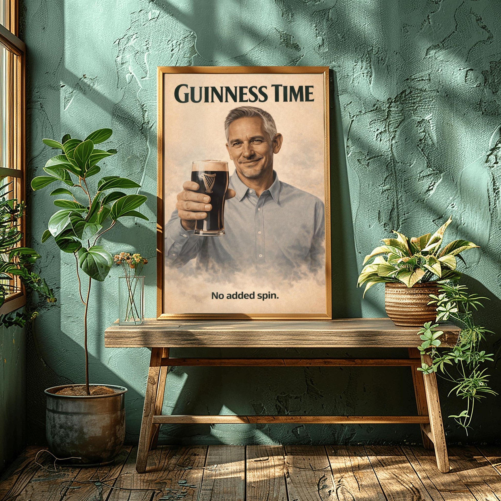 Gary Lineker Guinness Poster: Football Soccer Sport Satire Irish Pub Art (view 4)