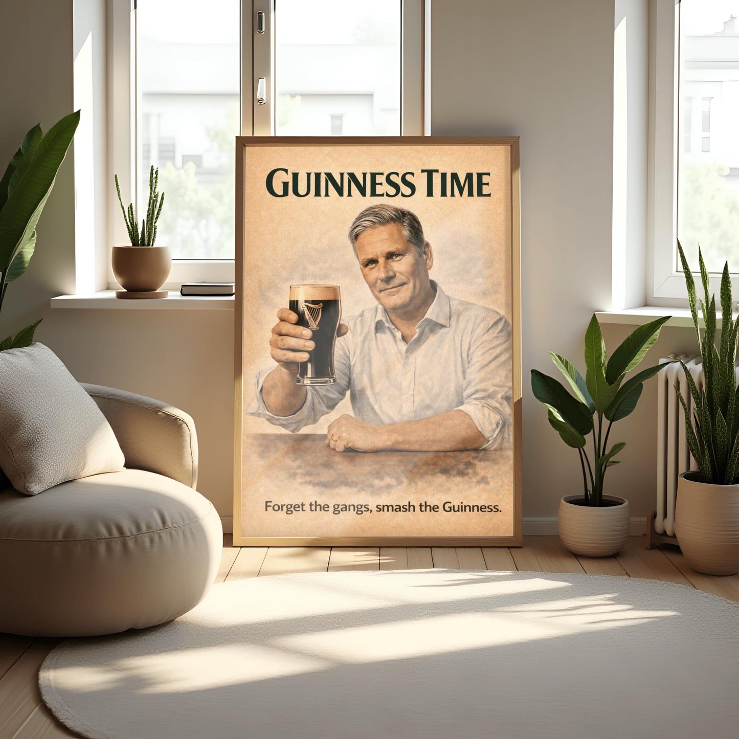 Keir Starmer Guinness Poster: Prime Minister Political Satire Irish Pub Art (view 5)