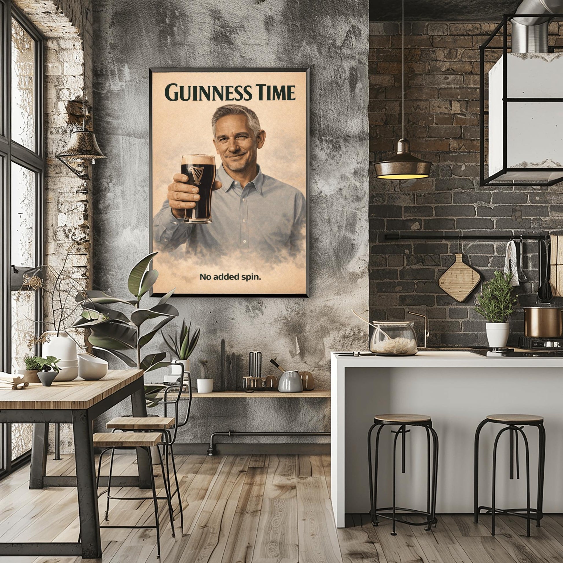 Gary Lineker Guinness Poster: Football Soccer Sport Satire Irish Pub Art (view 5)