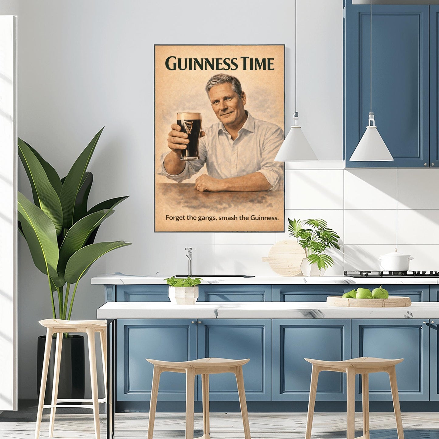 Keir Starmer Guinness Poster: Prime Minister Political Satire Irish Pub Art (view 6)