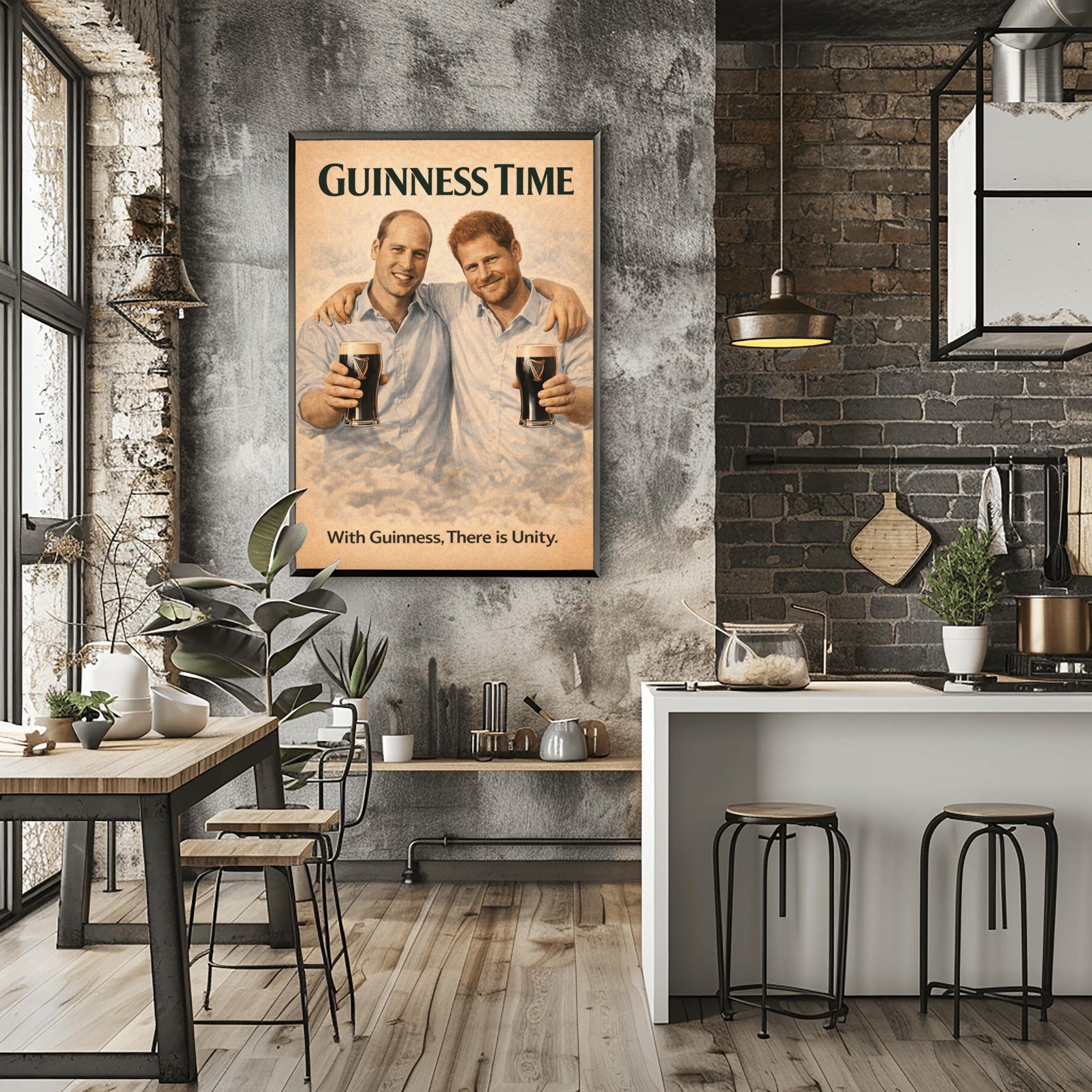 Prince William Prince Harry Guinness Poster: Royal Family Political Satire Irish Pub Art (view 9)