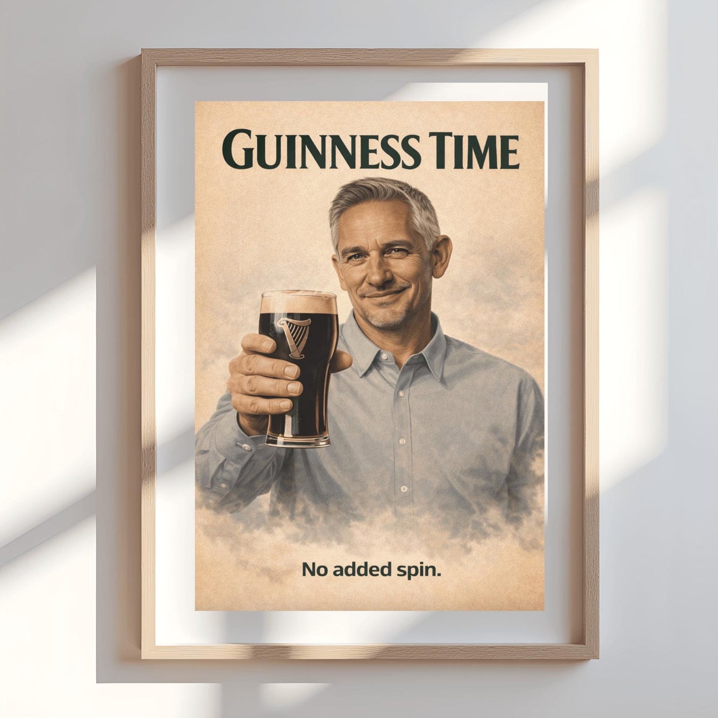 Gary Lineker Guinness Poster: Football Soccer Sport Satire Irish Pub Art (view 8)