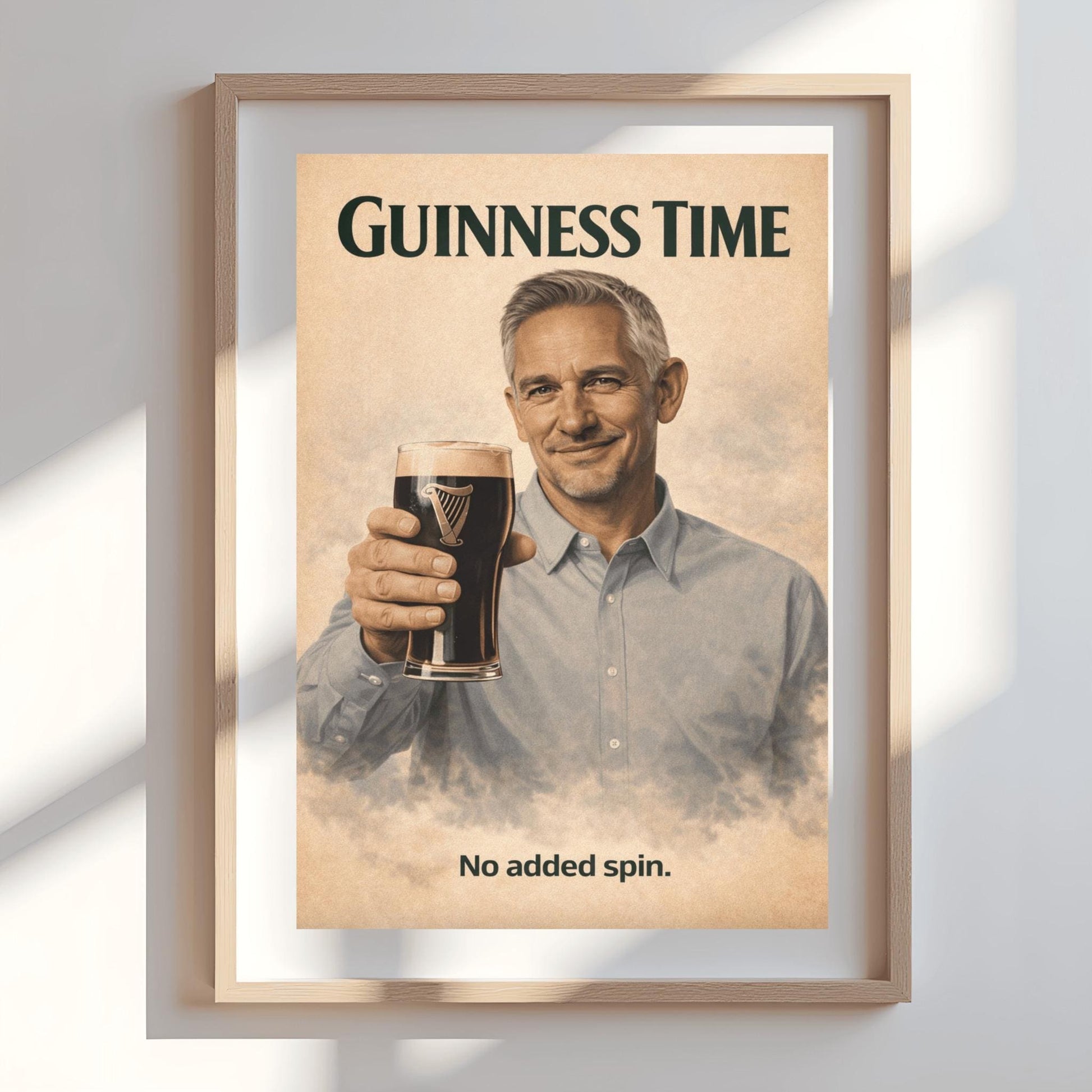 Gary Lineker Guinness Poster: Football Soccer Sport Satire Irish Pub Art (view 8)