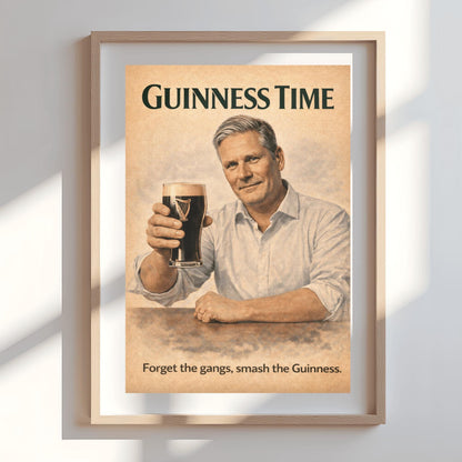 Keir Starmer Guinness Poster: Prime Minister Political Satire Irish Pub Art (view 8)