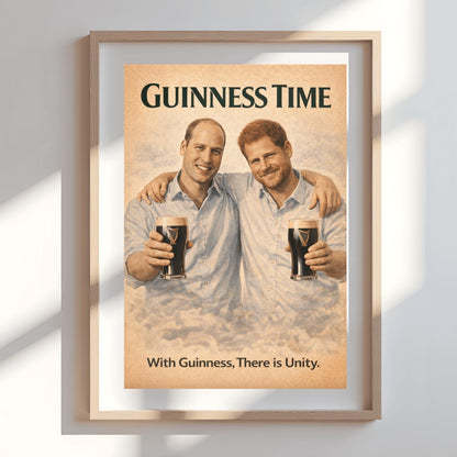 Prince William Prince Harry Guinness Poster: Royal Family Political Satire Irish Pub Art (view 10)