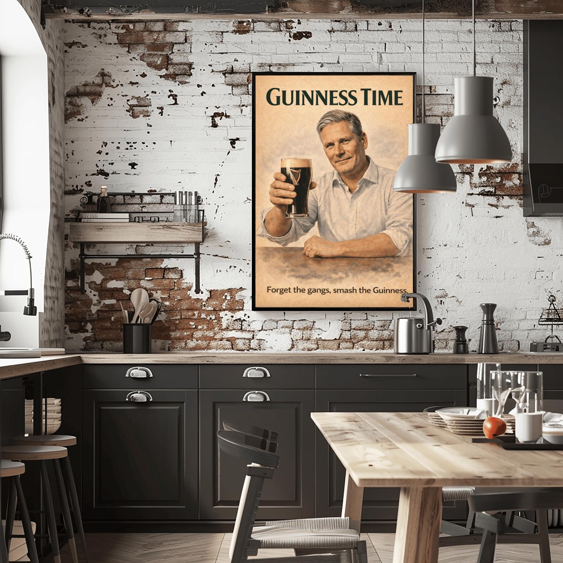 Keir Starmer Guinness Poster: Prime Minister Political Satire Irish Pub Art (view 9)