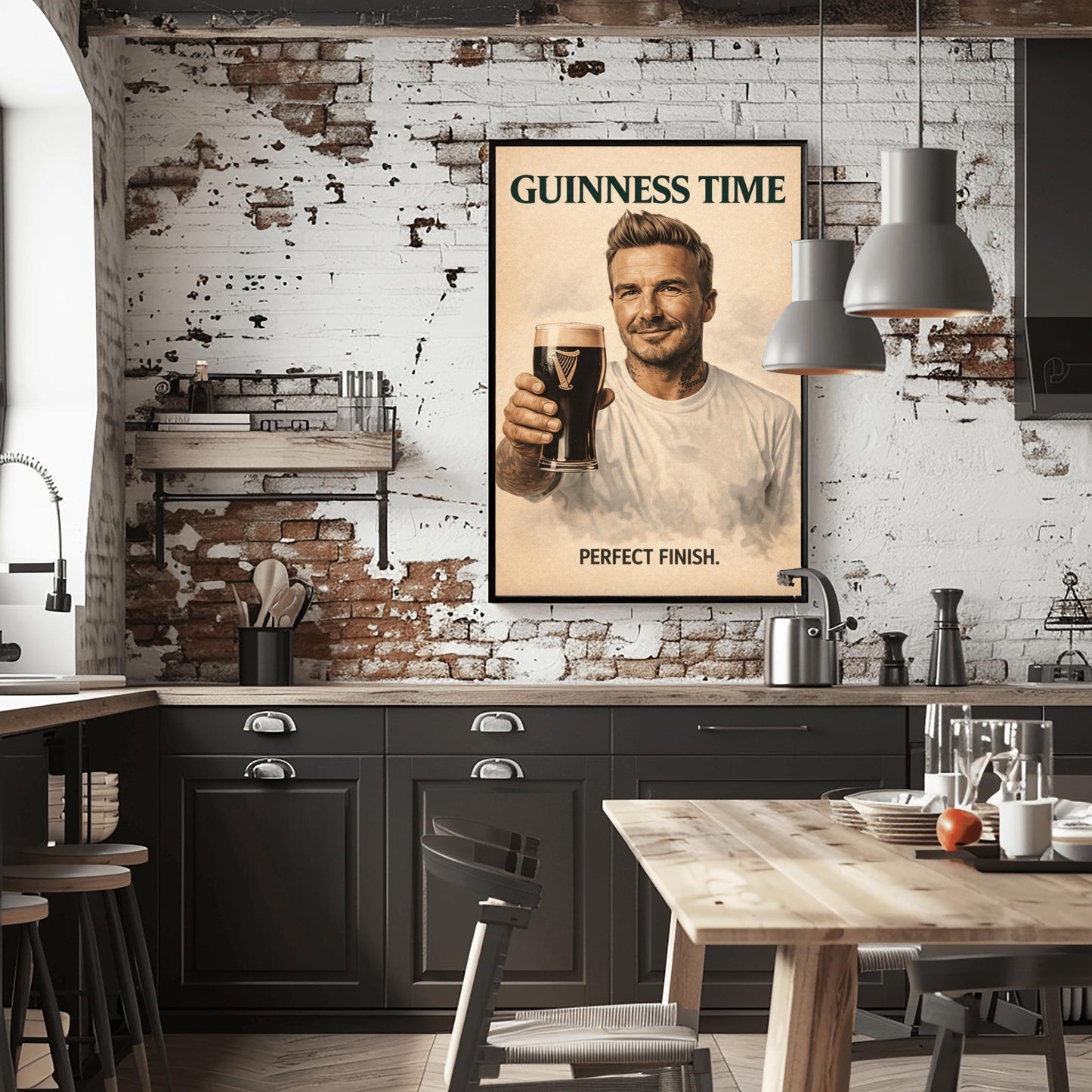 David Beckham Guinness Poster: Football Soccer Sport Satire Irish Pub Art (view 2)