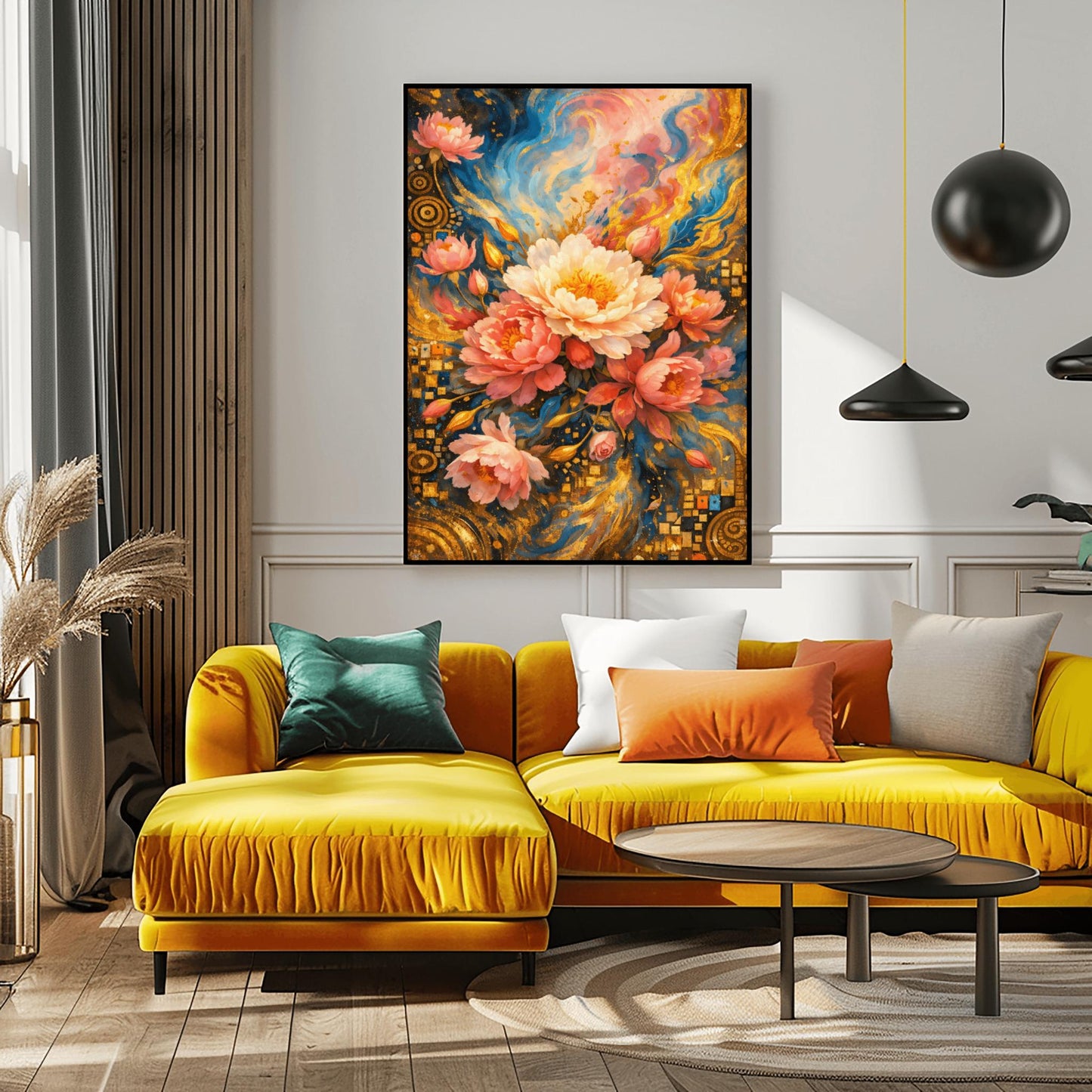 Gustav Klimt Golden Peony Masterpiece Inspiration Print ‚Äì Art Nouveau Floral Bouquet (view 3)