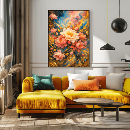 Gustav Klimt Golden Peony Masterpiece Inspiration Print ‚Äì Art Nouveau Floral Bouquet (view 3)