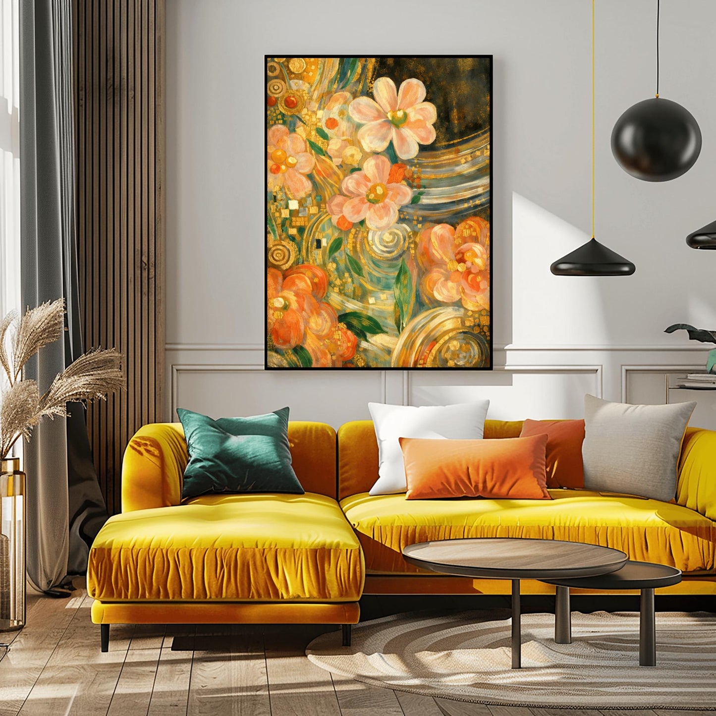 Gustav Klimt Golden Floral Masterpiece Inspiration Print ‚Äì Art Nouveau Flowers Poster (view 2)