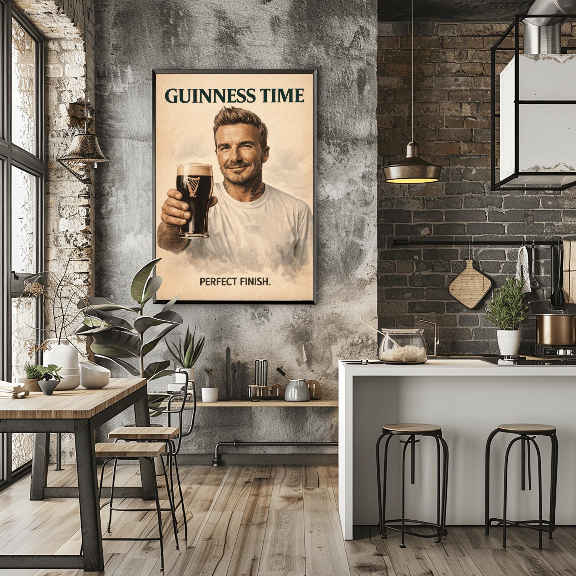 David Beckham Guinness Poster: Football Soccer Sport Satire Irish Pub Art (view 4)