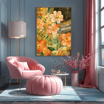 Gustav Klimt Golden Floral Masterpiece Inspiration Print ‚Äì Art Nouveau Flowers Poster (view 3)