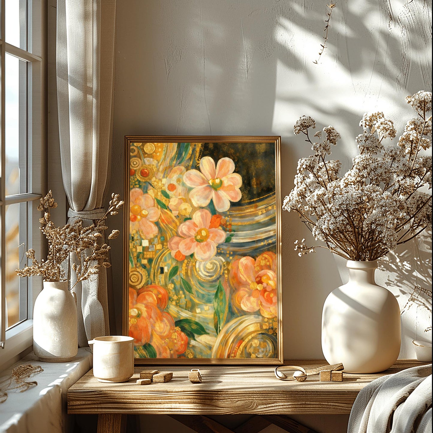 Gustav Klimt Golden Floral Masterpiece Inspiration Print ‚Äì Art Nouveau Flowers Poster (view 4)