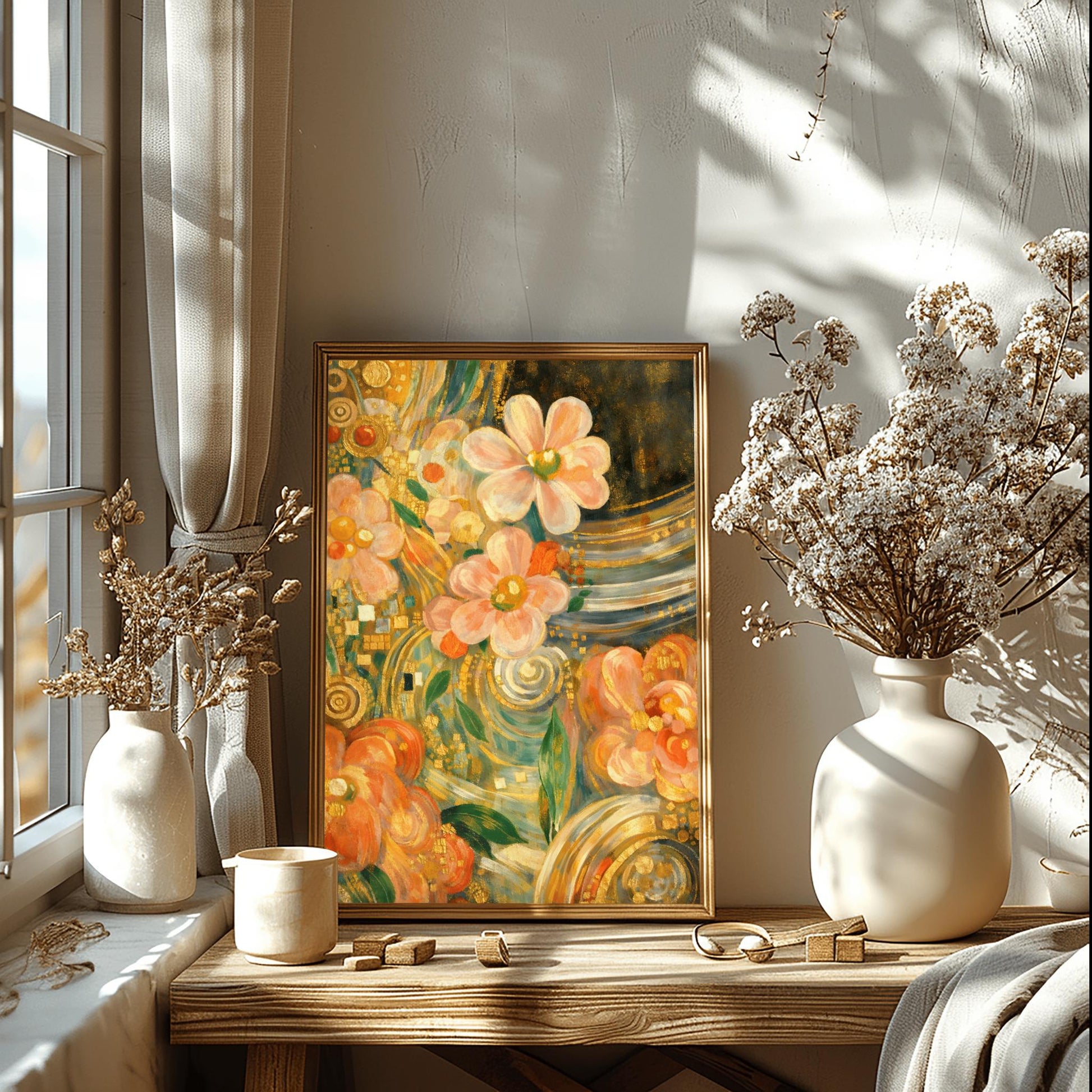 Gustav Klimt Golden Floral Masterpiece Inspiration Print ‚Äì Art Nouveau Flowers Poster (view 4)