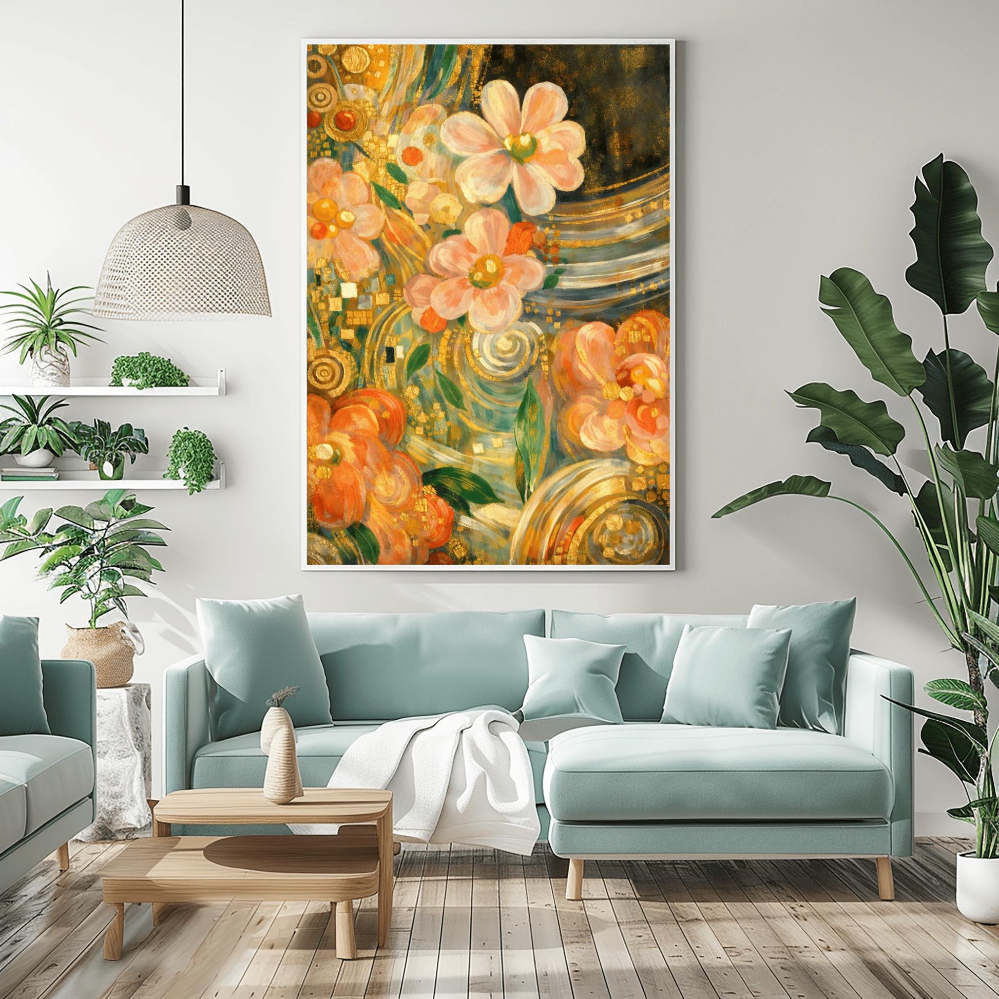 Gustav Klimt Golden Floral Masterpiece Inspiration Print ‚Äì Art Nouveau Flowers Poster (view 6)