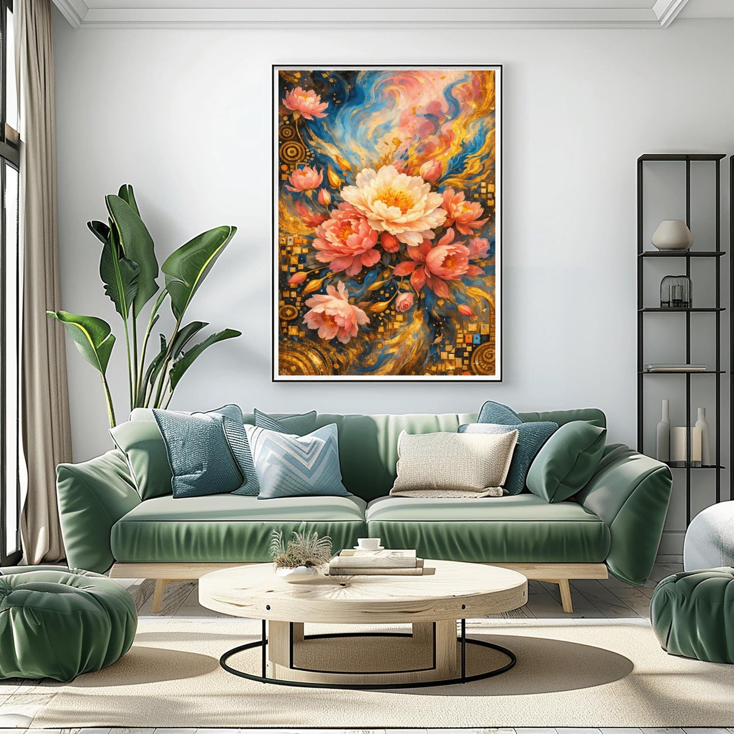 Gustav Klimt Golden Peony Masterpiece Inspiration Print ‚Äì Art Nouveau Floral Bouquet (view 6)