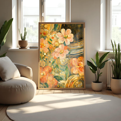 Gustav Klimt Golden Floral Masterpiece Inspiration Print ‚Äì Art Nouveau Flowers Poster (view 8)
