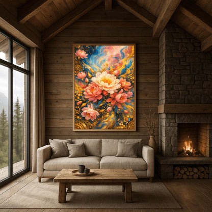 Gustav Klimt Golden Peony Masterpiece Inspiration Print ‚Äì Art Nouveau Floral Bouquet (view 10)