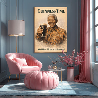 Nelson Mandela Madiba Guinness Poster: South African Political Satire Irish Pub Art (view 2)