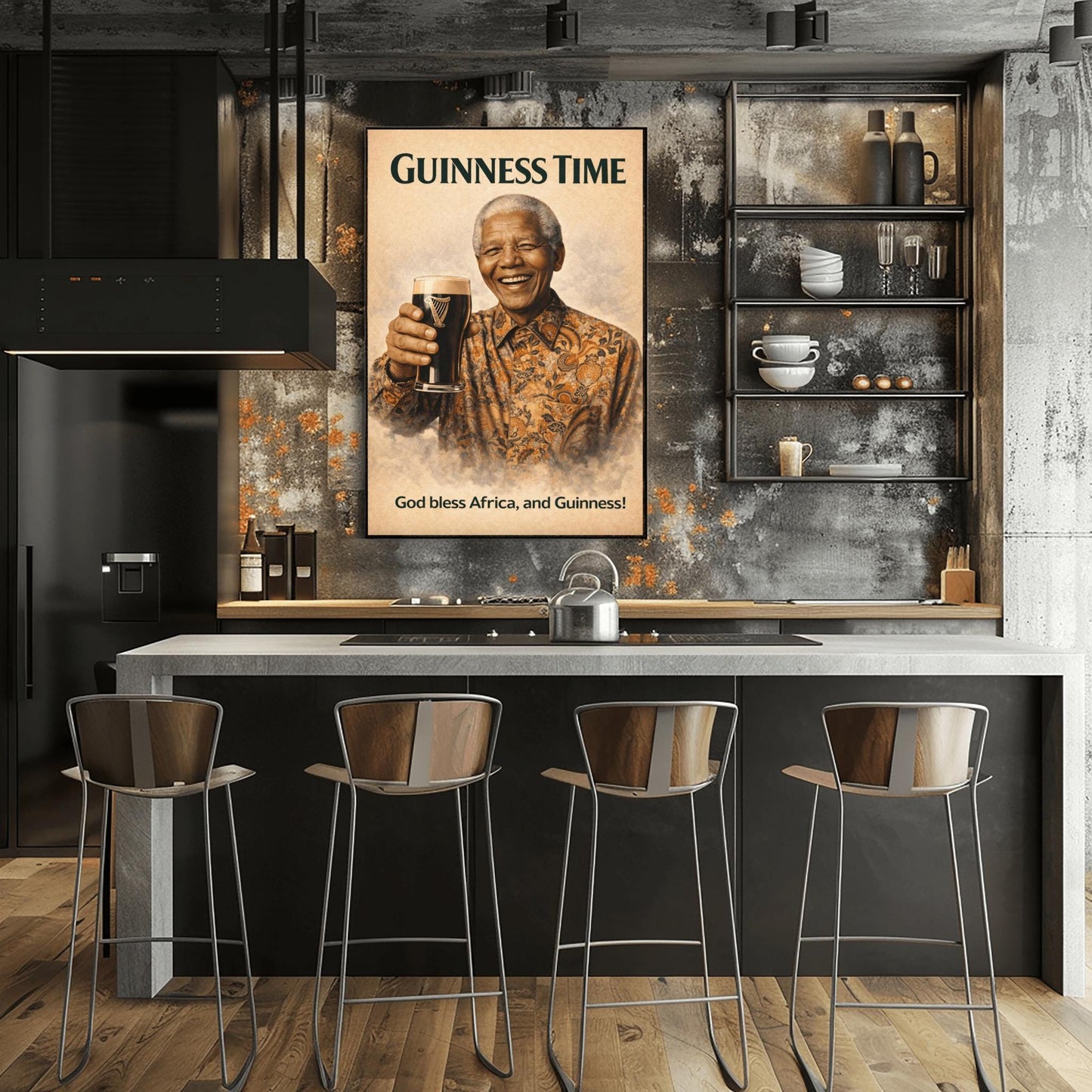 Nelson Mandela Madiba Guinness Poster: South African Political Satire Irish Pub Art (view 3)