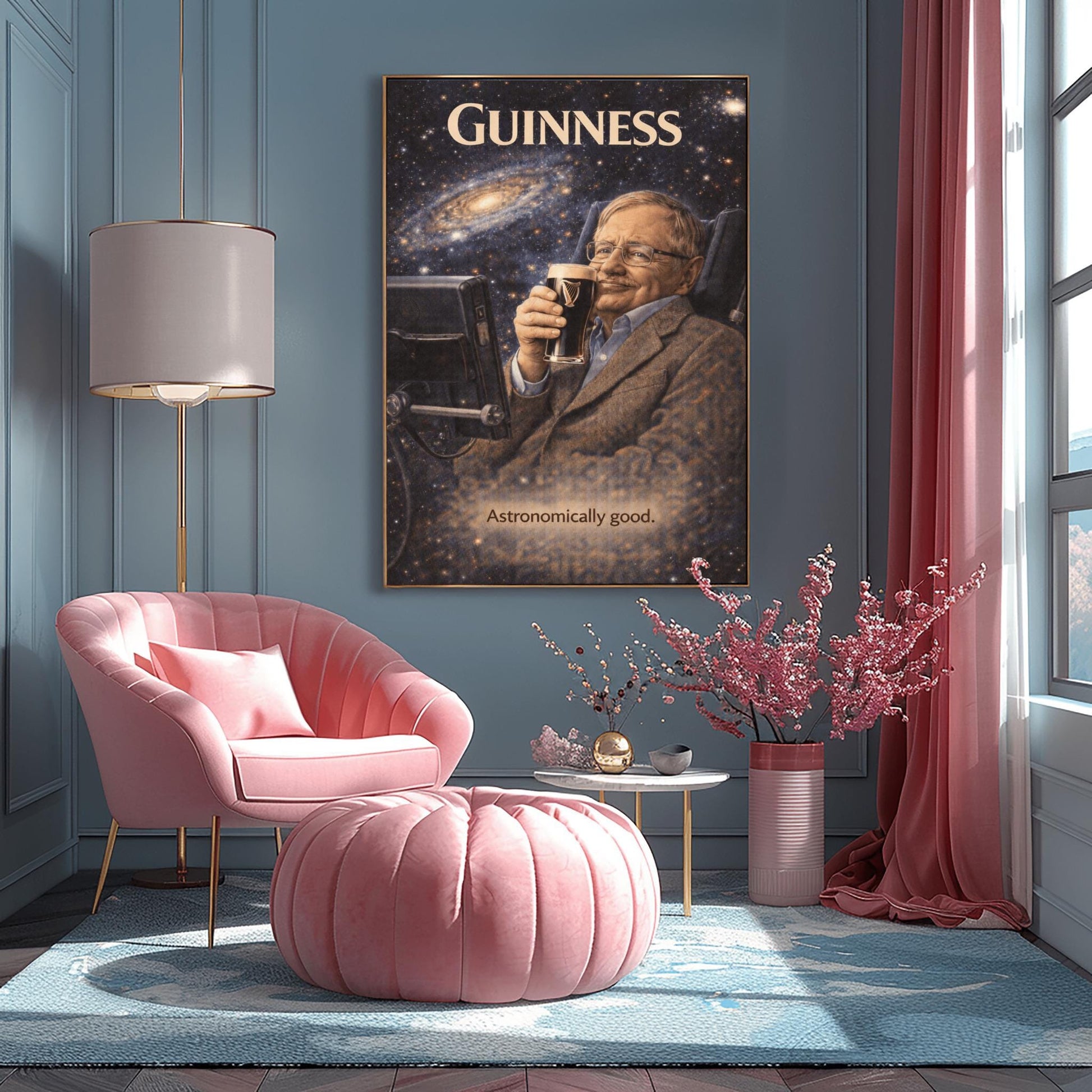 Stephen Hawking Guinness Poster: Cosmic Science Political Satire Irish Pub Art (view 3)