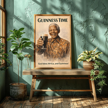Nelson Mandela Madiba Guinness Poster: South African Political Satire Irish Pub Art (view 4)