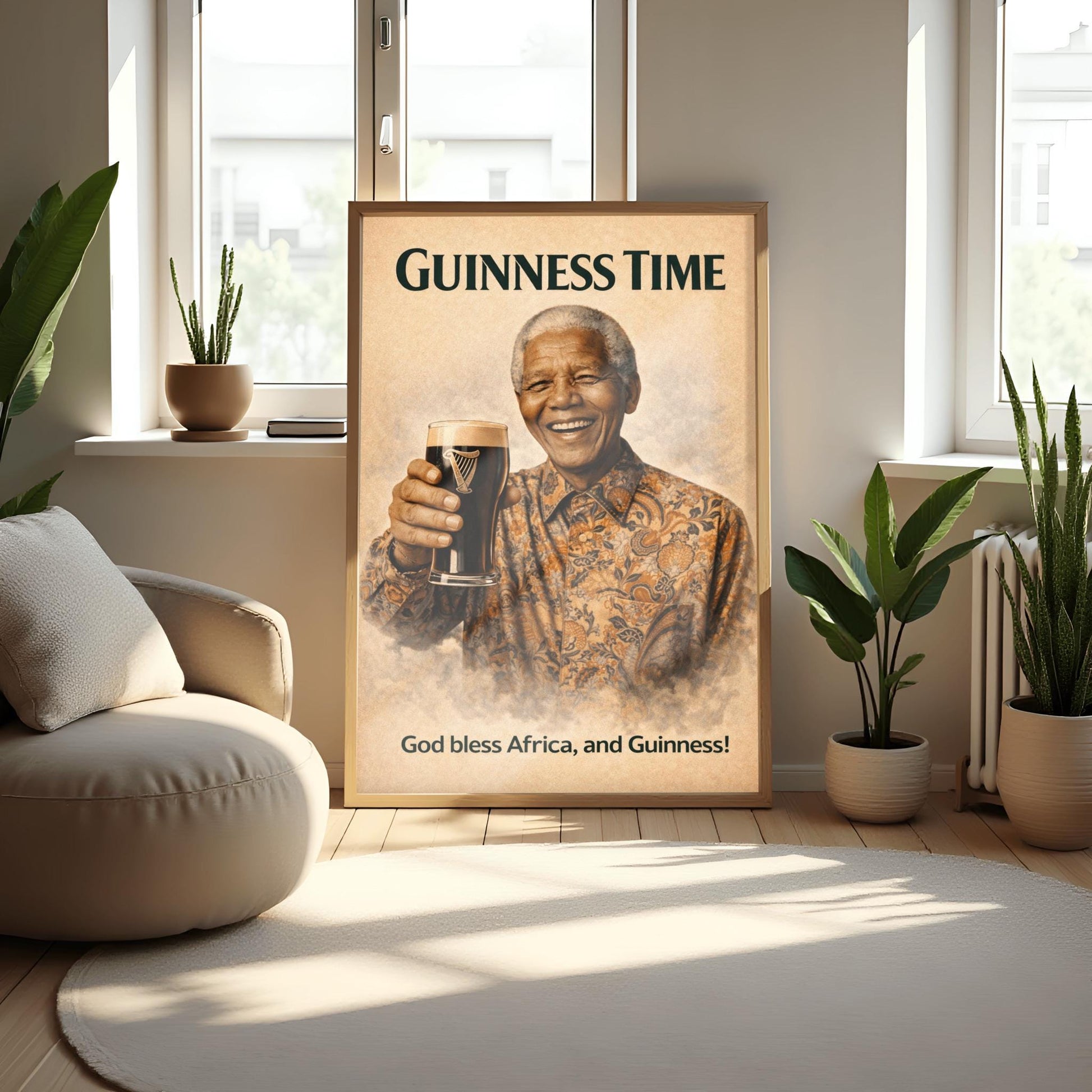 Nelson Mandela Madiba Guinness Poster: South African Political Satire Irish Pub Art (view 5)