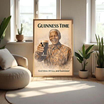 Nelson Mandela Madiba Guinness Poster: South African Political Satire Irish Pub Art (view 5)