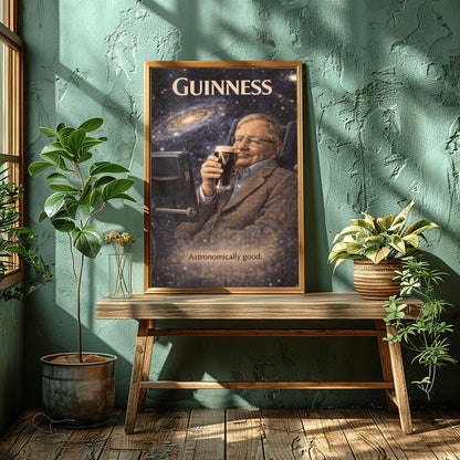Stephen Hawking Guinness Poster: Cosmic Science Political Satire Irish Pub Art (view 5)