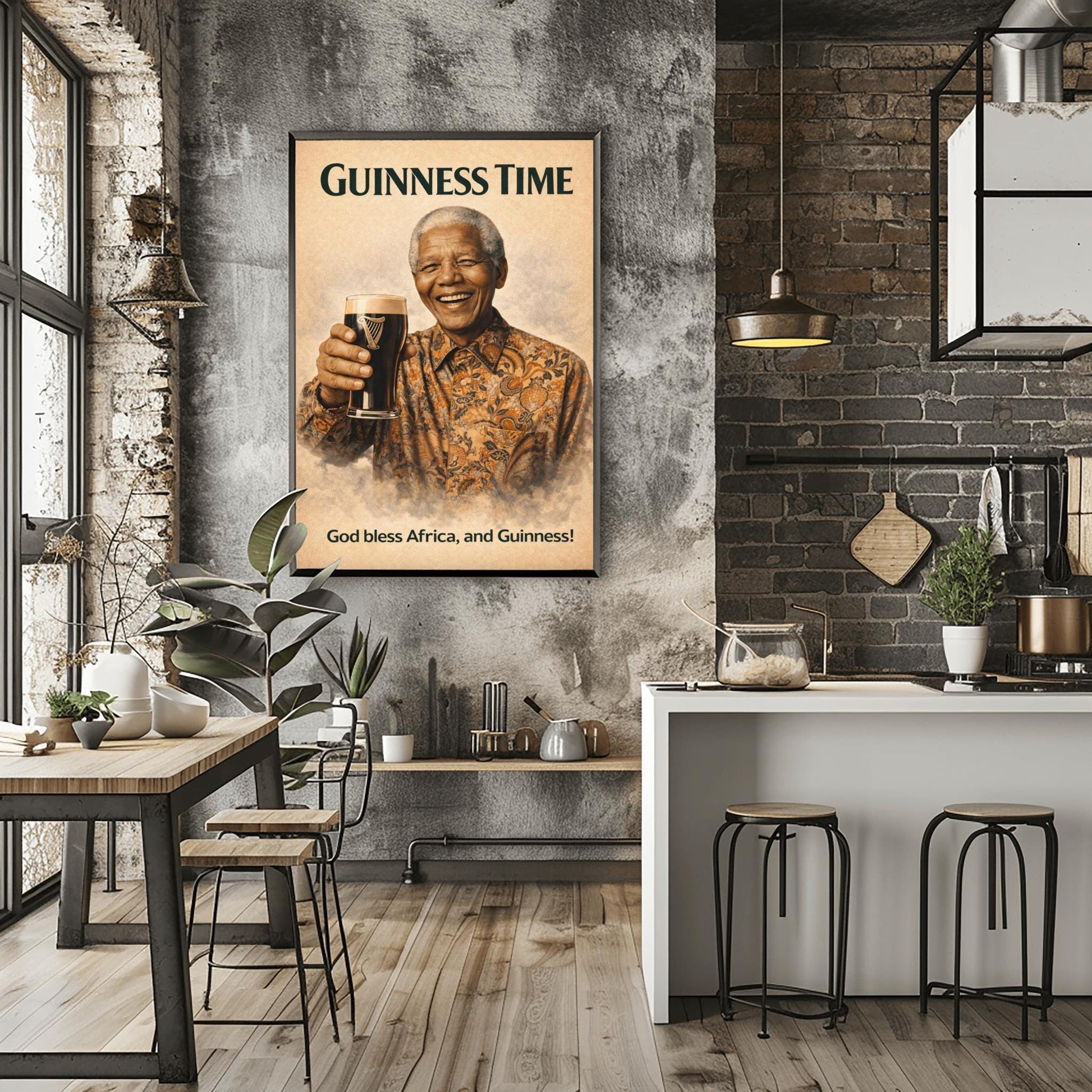 Nelson Mandela Madiba Guinness Poster: South African Political Satire Irish Pub Art (view 6)