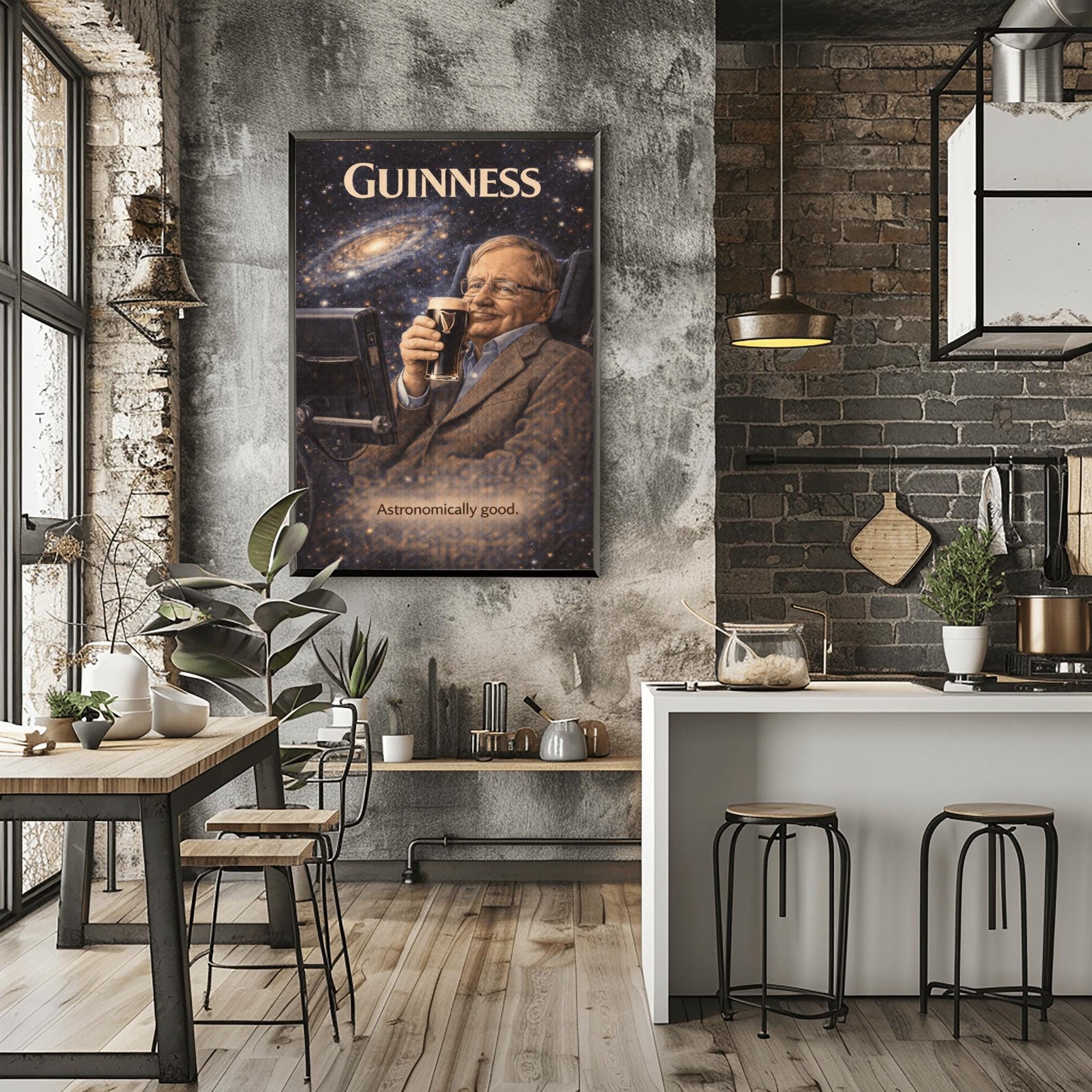 Stephen Hawking Guinness Poster: Cosmic Science Political Satire Irish Pub Art (view 6)
