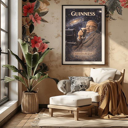 Stephen Hawking Guinness Poster: Cosmic Science Political Satire Irish Pub Art (view 7)