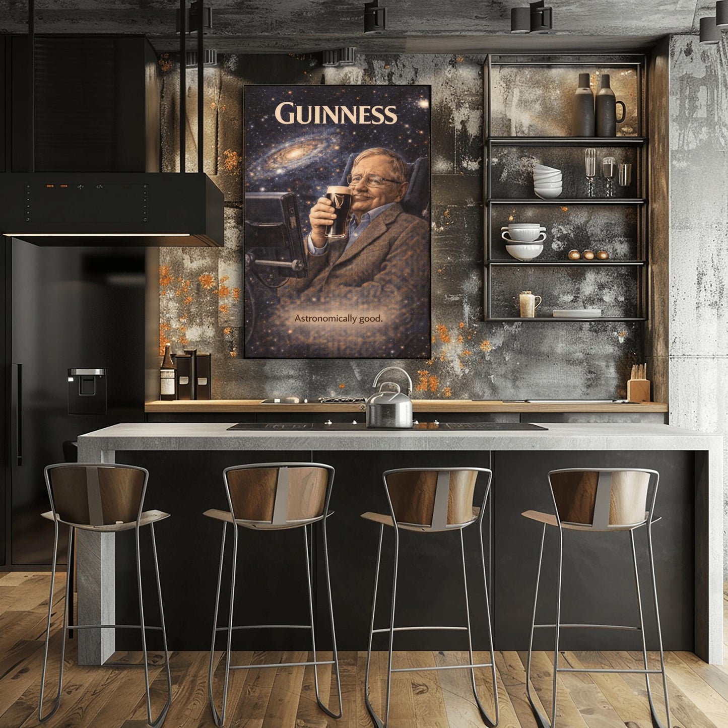 Stephen Hawking Guinness Poster: Cosmic Science Political Satire Irish Pub Art (view 9)