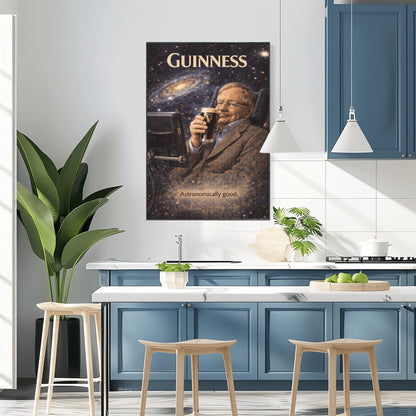 Stephen Hawking Guinness Poster: Cosmic Science Political Satire Irish Pub Art (view 10)