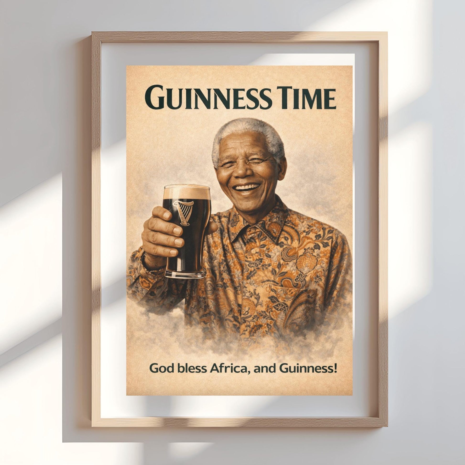 Nelson Mandela Madiba Guinness Poster: South African Political Satire Irish Pub Art (view 9)