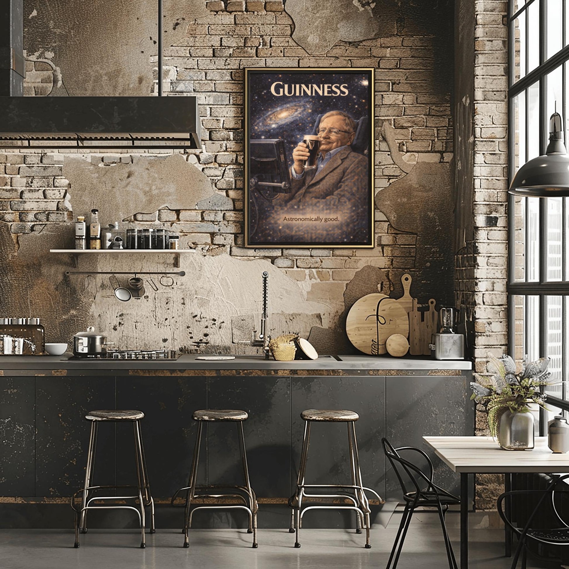 Stephen Hawking Guinness Poster: Cosmic Science Political Satire Irish Pub Art (view 11)