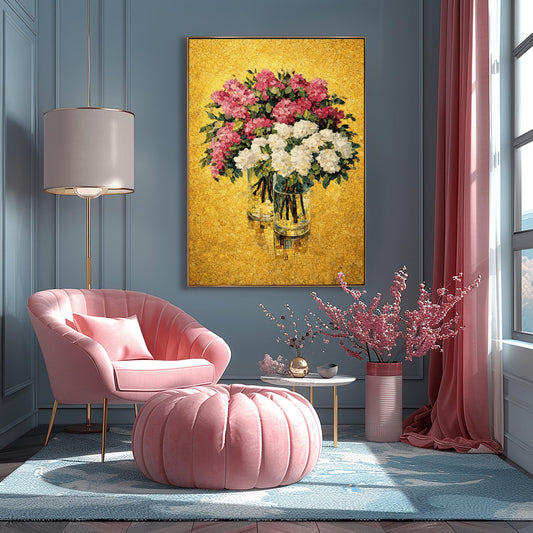 Gustav Klimt Hydrangea Inspiration Print ‚Äì Gold Floral Wall Art (main image)